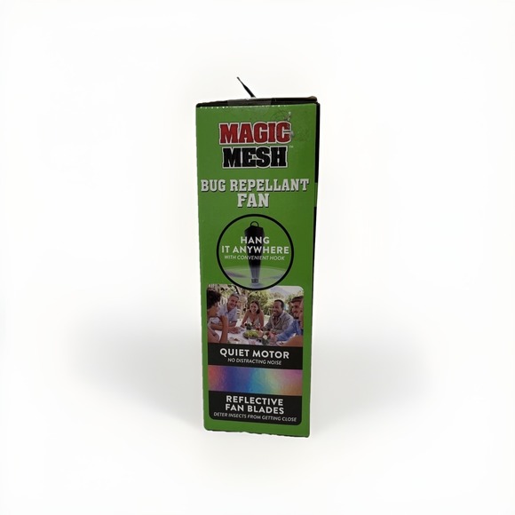 NEW Magic Mesh Bug Repellent Fan Fly Away Tabletop or Hang w/Reflective Blades - Picture 4 of 6